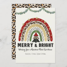 Tarjeta de vacaciones plana arcoiris para navidade