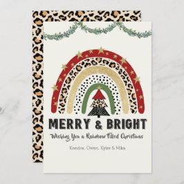 Tarjeta de vacaciones plana arcoiris para navidade