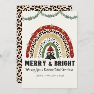 Tarjeta de vacaciones plana arcoiris para navidade