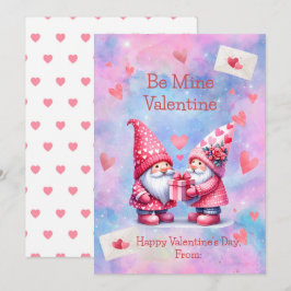 Tarjeta de vacaciones plana Be Mine Valentine Gnom