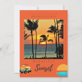 Tarjeta de vacaciones plana Beach