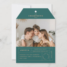 Tarjeta de vacaciones plana con etiqueta festiva