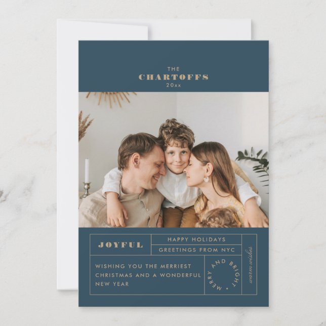 Tarjeta de vacaciones plana con etiqueta festiva (Anverso)