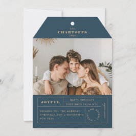 Tarjeta de vacaciones plana con etiqueta festiva