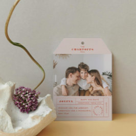 Tarjeta de vacaciones plana con etiqueta festiva