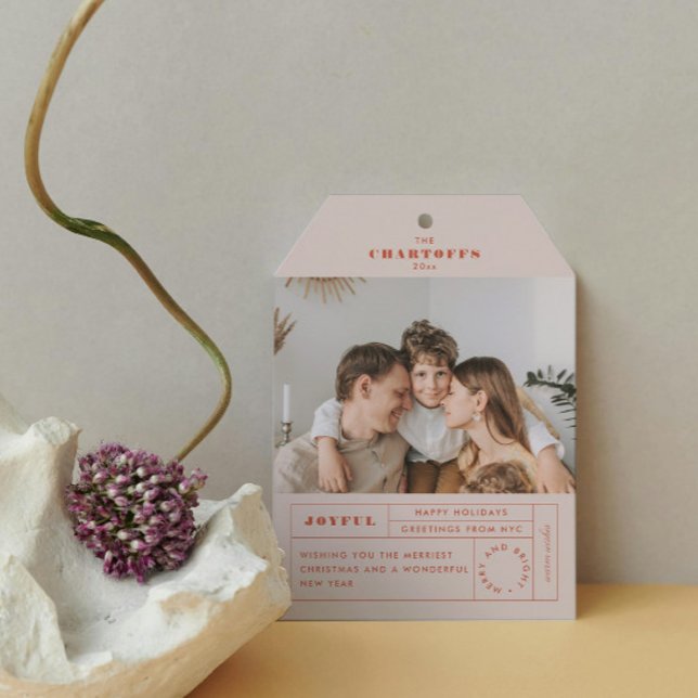 Tarjeta de vacaciones plana con etiqueta festiva (Subido por el creador)