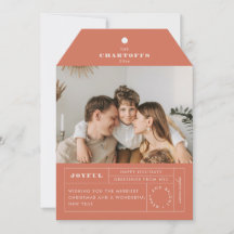 Tarjeta de vacaciones plana con etiqueta festiva