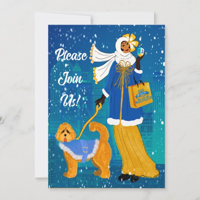 Tarjeta de vacaciones plana con invitación de Art  (Anverso)