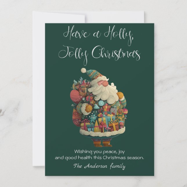 Tarjeta de vacaciones plana con Santa (Anverso)