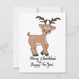 Tarjeta de vacaciones plana Cute Reindeer Rudolf