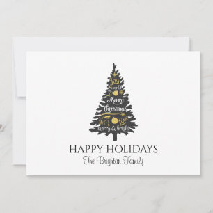 Tarjeta de vacaciones plana de árbol de Navidad mi