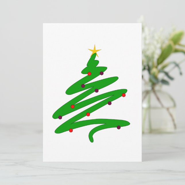 Tarjeta de vacaciones plana de árbol de Navidad mi (Anverso de pie)
