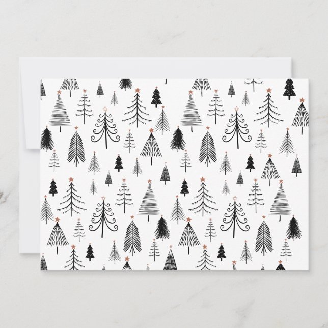 Tarjeta de vacaciones plana de árboles de Navidad  (Anverso)