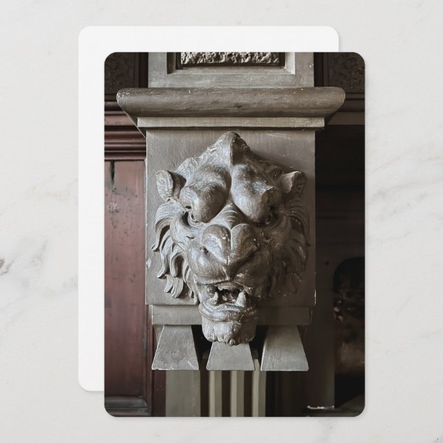 Tarjeta de vacaciones plana de cabeza de león (Anverso / Reverso)