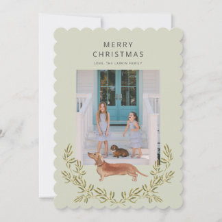 Tarjeta de vacaciones plana de Dachshund