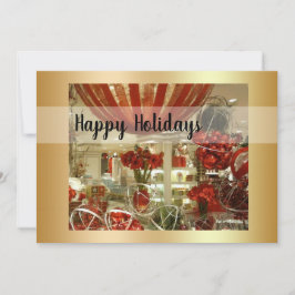 Tarjeta de vacaciones plana de decoración roja y d