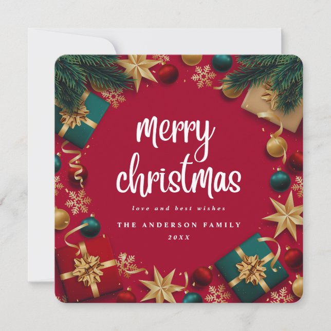 Tarjeta de vacaciones plana de feriado navideño (Anverso)