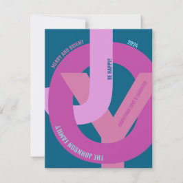 Tarjeta de vacaciones plana de fotos de color rosa