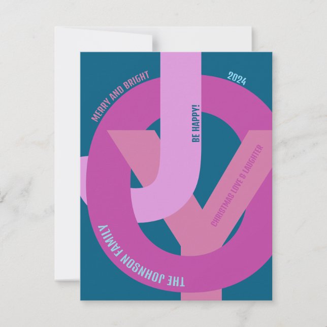 Tarjeta de vacaciones plana de fotos de rosados br (Anverso)