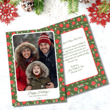 Tarjeta de vacaciones plana de fotos florales verd