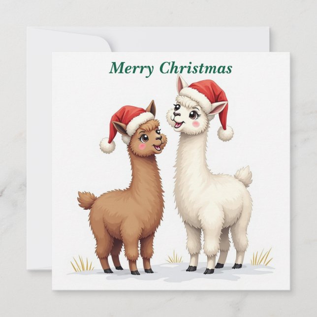 Tarjeta de vacaciones plana de llamadas de Navidad (Anverso)