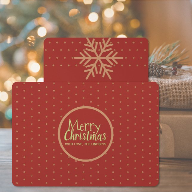 Tarjeta de vacaciones plana de merry Christmas Per (Merry Christmas Red Greeting Card (non photo option))