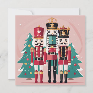 Tarjeta de vacaciones plana de Navidad Cascanueces