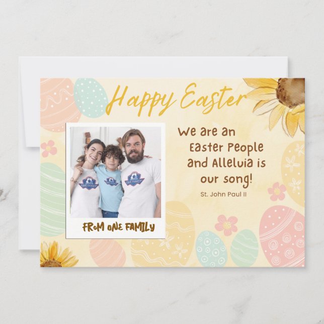Tarjeta de vacaciones plana de Pascua personalizad (Anverso)