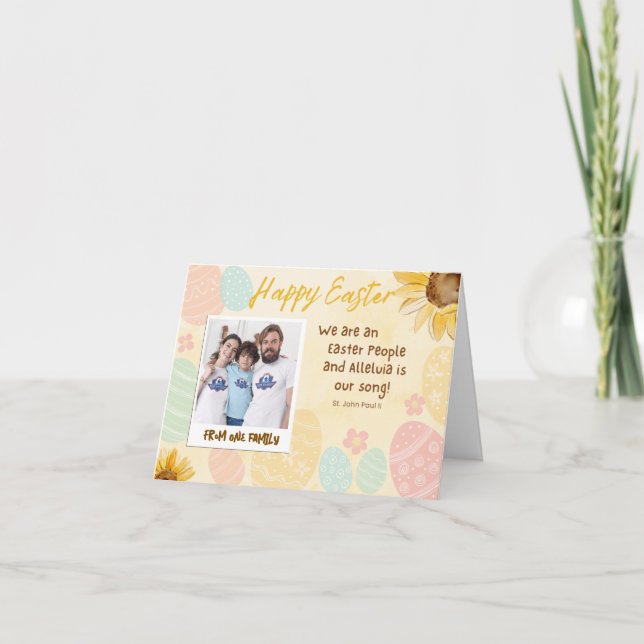 Tarjeta de vacaciones plana de Pascua personalizad (Anverso)