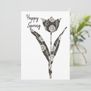 Tarjeta de vacaciones plana de primavera feliz