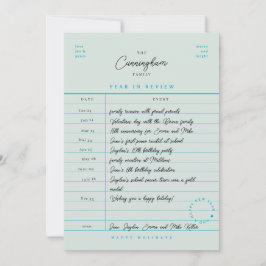 Tarjeta de vacaciones plana de revisión anual de t