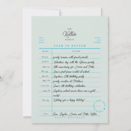 Tarjeta de vacaciones plana de revisión anual de t