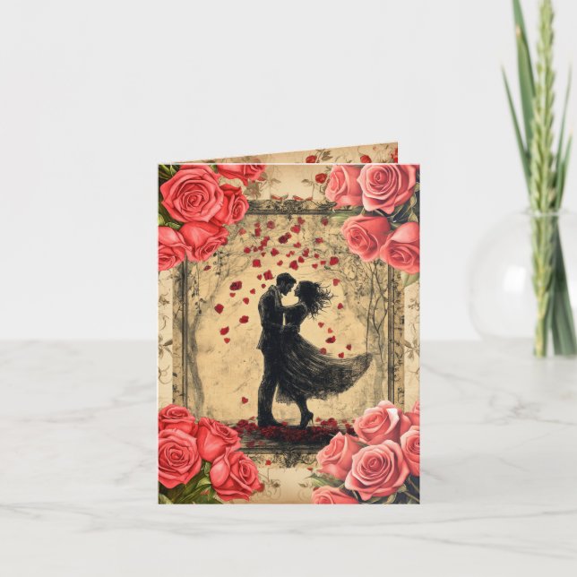 Tarjeta de vacaciones plana de San Valentín de par (Anverso)