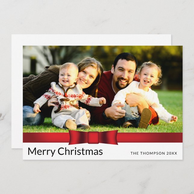 Tarjeta de vacaciones plana de un Navidad fotográf (Anverso / Reverso)