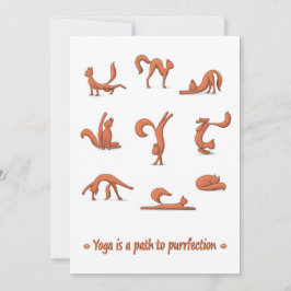Tarjeta de vacaciones plana de yoga para gato