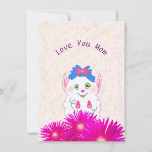 Tarjeta de vacaciones plana del monstruo blanco