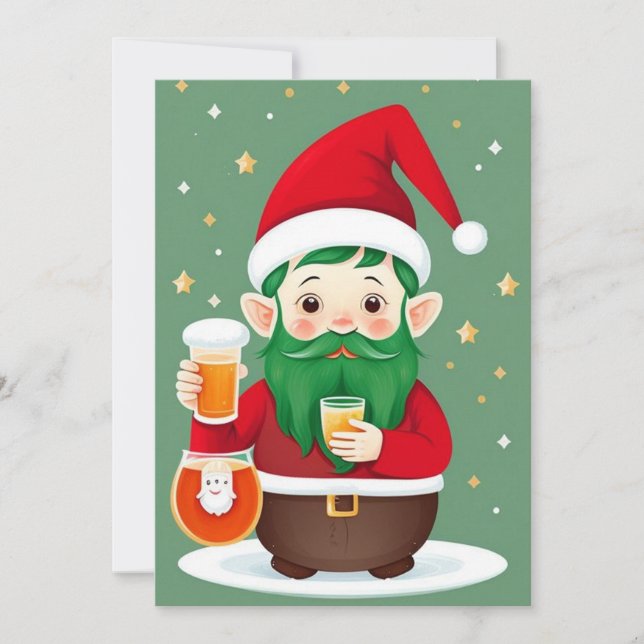 Tarjeta de vacaciones plana Elf para Navidades div (Anverso)