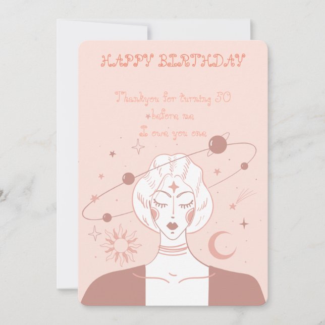 Tarjeta de vacaciones plana Feliz 50 cumpleaños mí (Anverso)