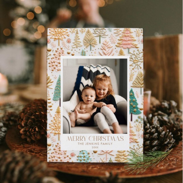 Tarjeta de vacaciones plana Ferry Christmas Tree (Merry Christmas Photo Holiday Card)