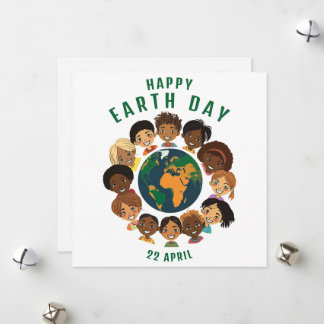 Tarjeta de vacaciones plana Happy Earth Day