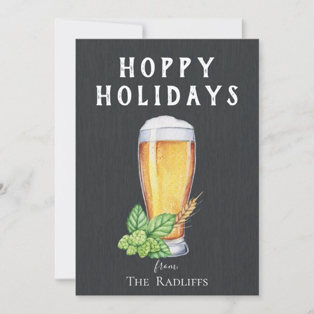 Tarjeta de vacaciones plana Hoppy Holidays Chalkbo (Anverso)