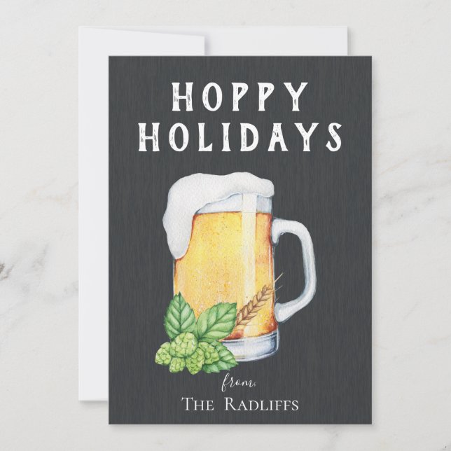 Tarjeta de vacaciones plana Hoppy Holidays Chalkbo (Anverso)