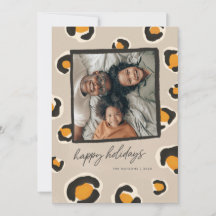 Tarjeta de vacaciones plana Leopard Spots
