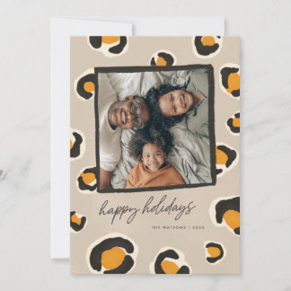 Tarjeta de vacaciones plana Leopard Spots