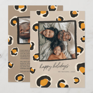 Tarjeta de vacaciones plana Leopard Spots