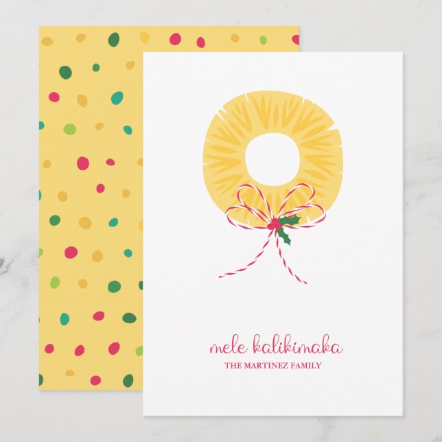 Tarjeta de vacaciones plana Mele Kalikimaka Pineap (Anverso / Reverso)