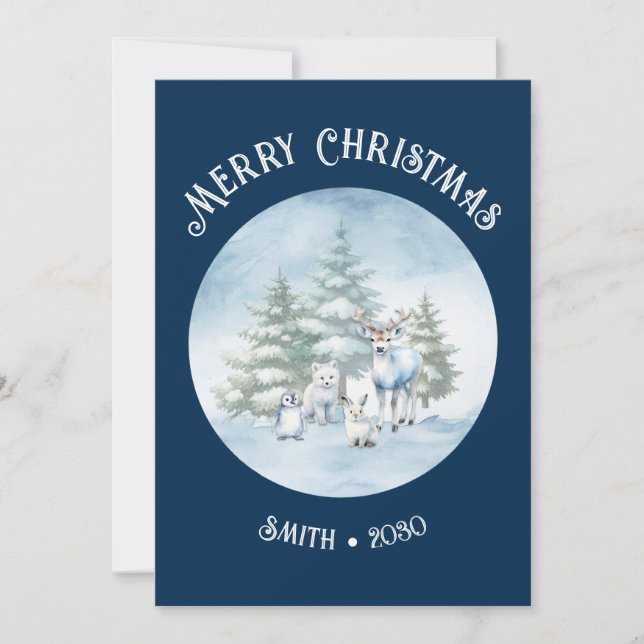 Tarjeta de vacaciones plana para animales de Woodl (Anverso)