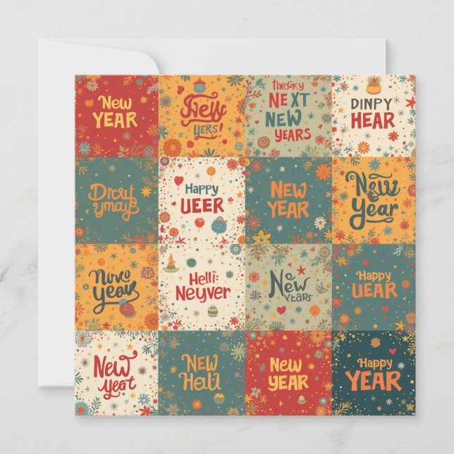 Tarjeta de vacaciones plana para Año Nuevo (Anverso)