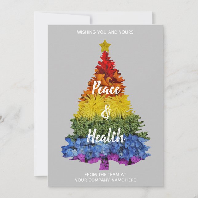 Tarjeta de vacaciones plana para la paz y la salud (Anverso)