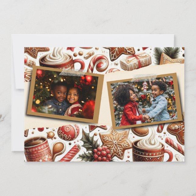Tarjeta de vacaciones plana para Navidades de pan  (Anverso)